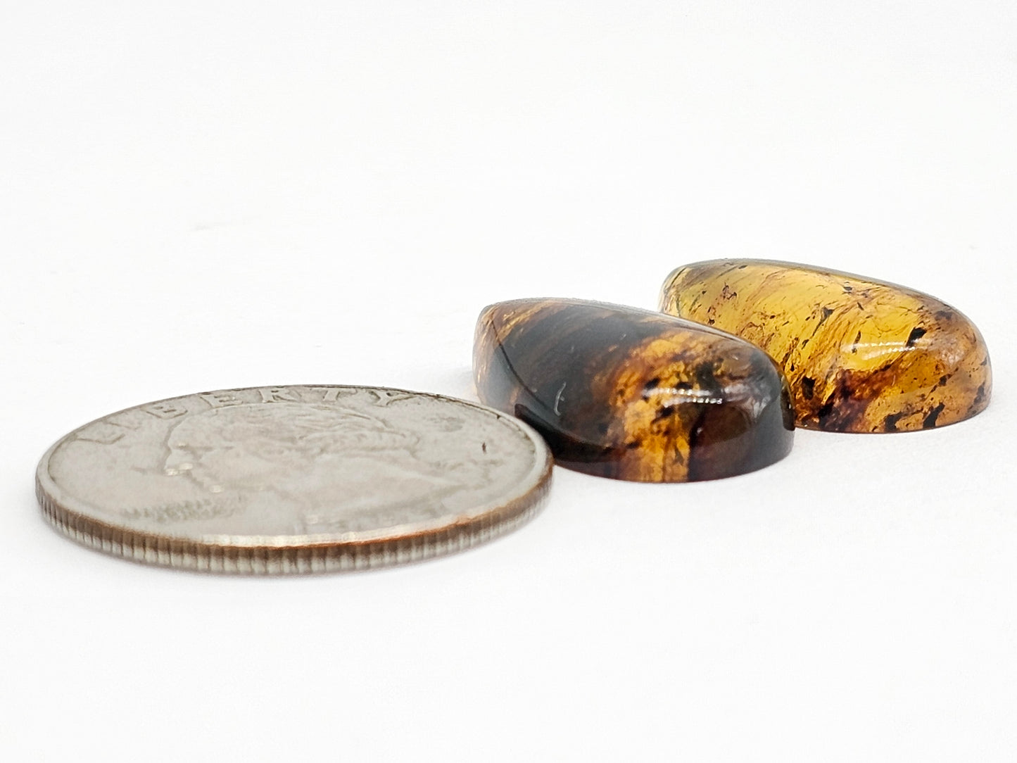 Amber cabochon pair | Artisan Cut Gemstone