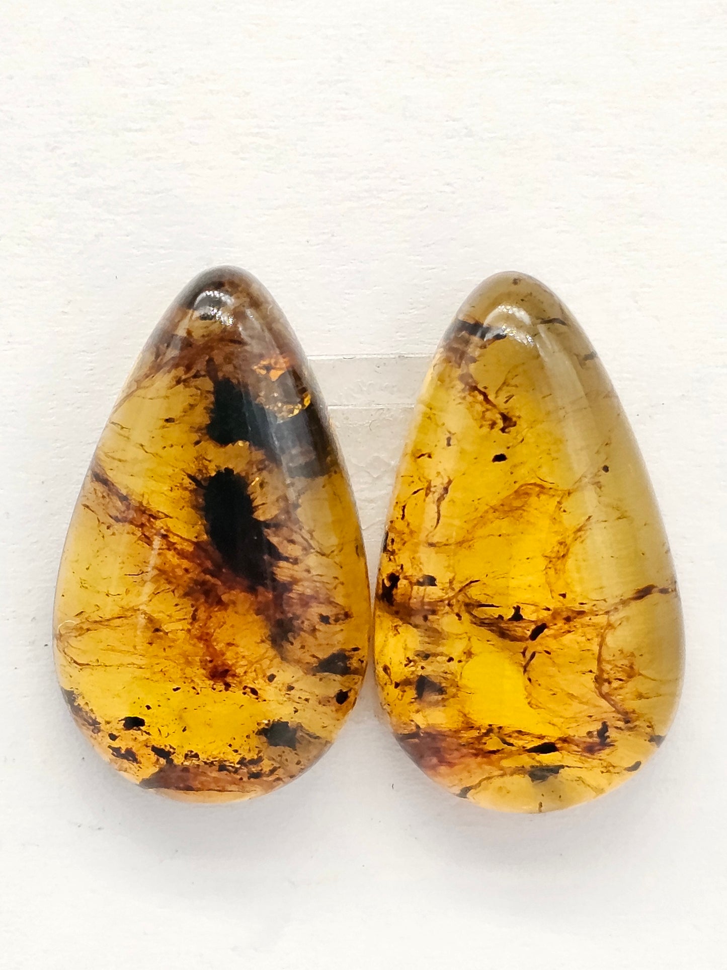 Amber cabochon pair | Artisan Cut Gemstone