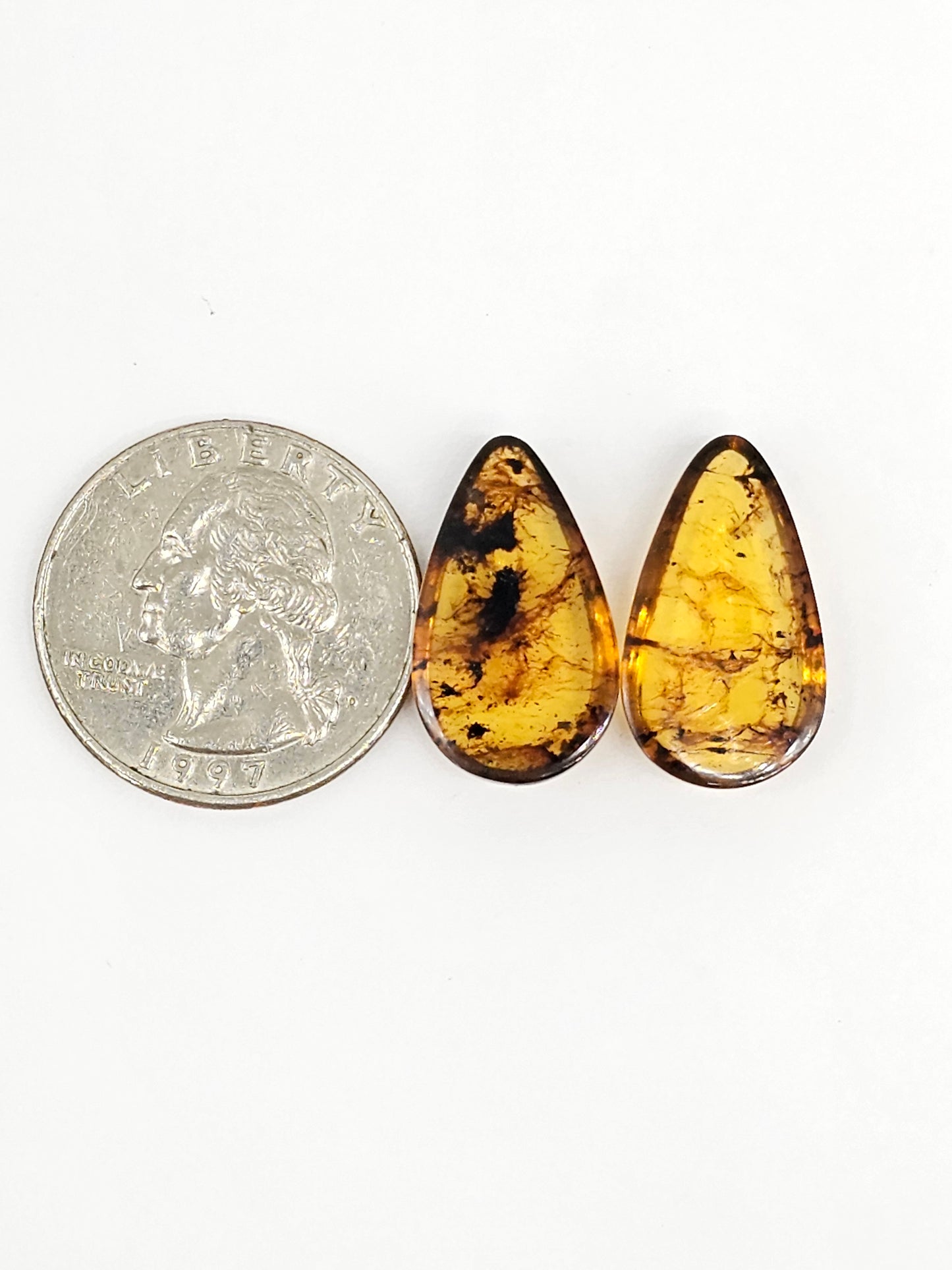 Amber cabochon pair | Artisan Cut Gemstone