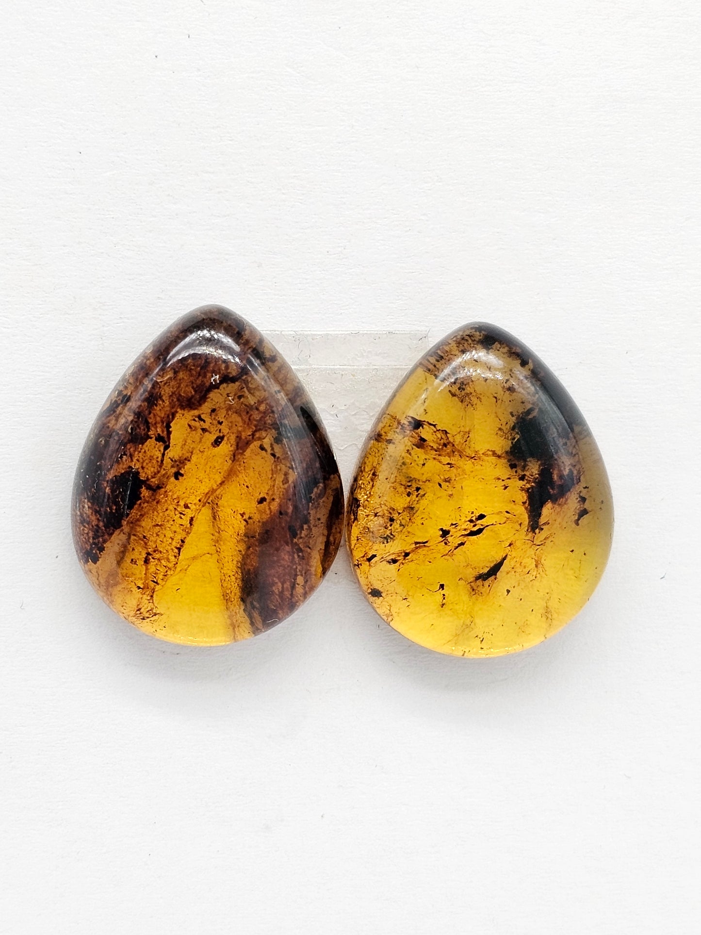 Amber cabochon pair | Artisan Cut Gemstone
