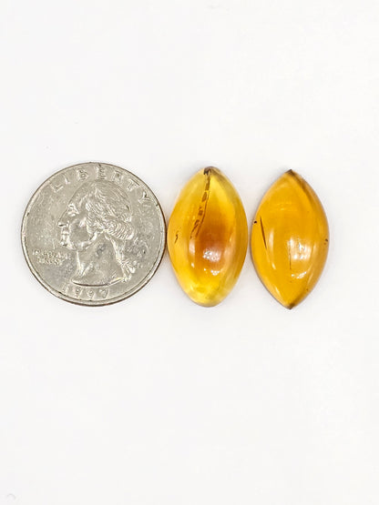 Amber cabochon pair | Artisan Cut Gemstone