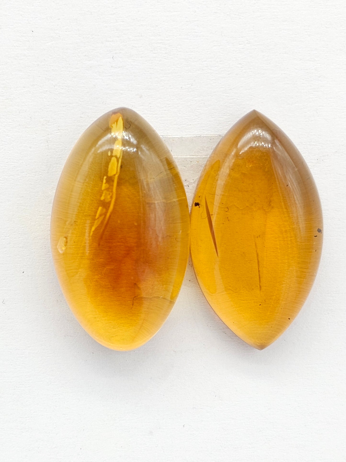 Amber cabochon pair | Artisan Cut Gemstone