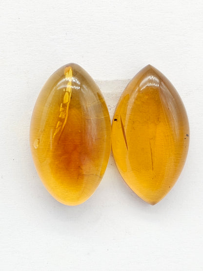 Amber cabochon pair | Artisan Cut Gemstone