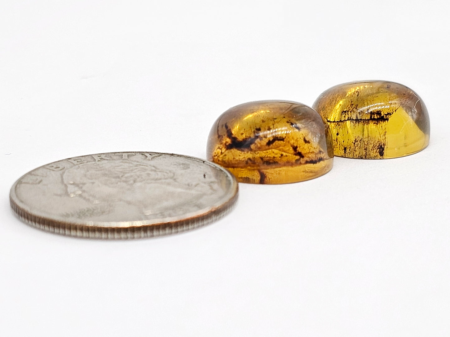 Amber cabochon pair | Artisan Cut Gemstone