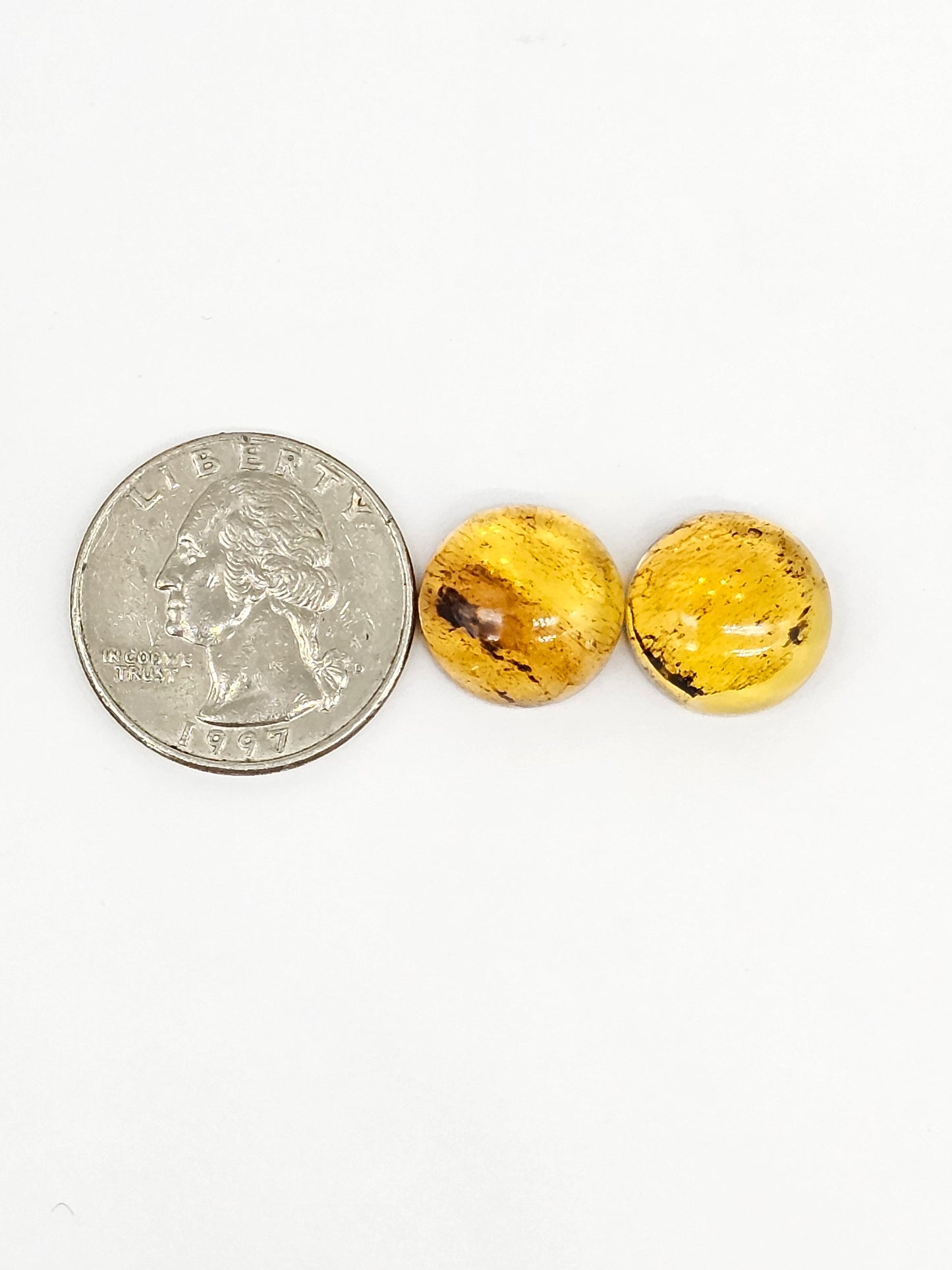 Amber cabochon pair | Artisan Cut Gemstone