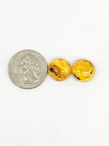 Amber cabochon pair | Artisan Cut Gemstone