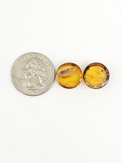 Amber cabochon pair | Artisan Cut Gemstone