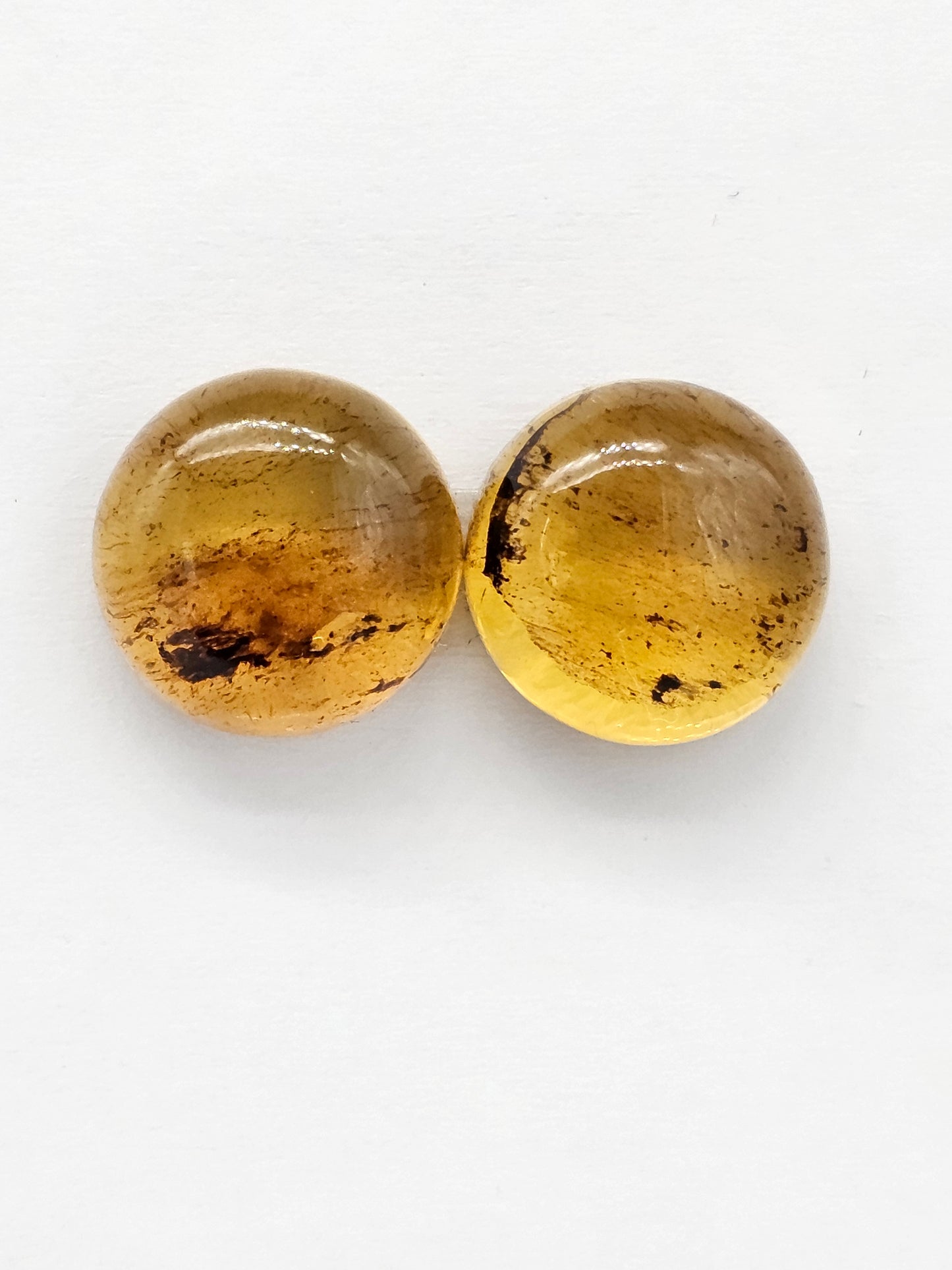 Amber cabochon pair | Artisan Cut Gemstone