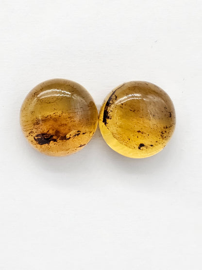 Amber cabochon pair | Artisan Cut Gemstone