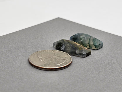 Moss agate coffin cabochon set