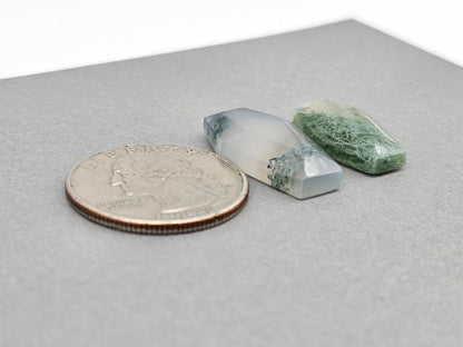 Moss agate coffin cabochon set