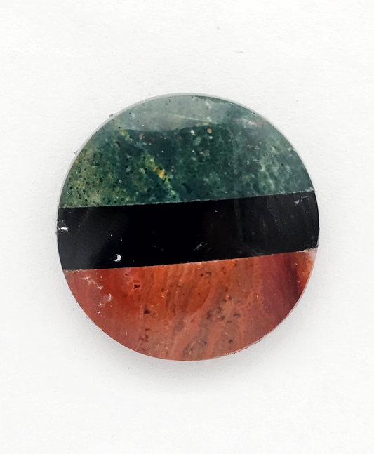 Intarsia inlay cabochon with agate and obsidian