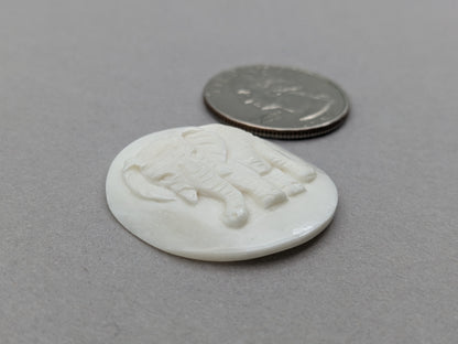 Carved bovine bone elephant cabochon