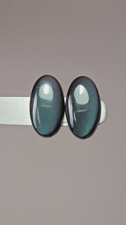 Rainbow obsidian Cabochon Pair | Natural Mexican Obsidian for Silversmiths