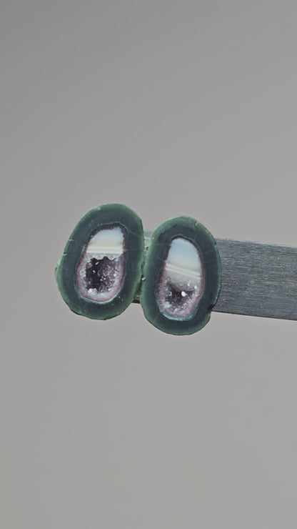 Tabasco Geode Cabochon Pair | Natural Mexican Geode