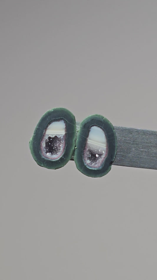 Tabasco Geode Cabochon Pair | Natural Mexican Geode