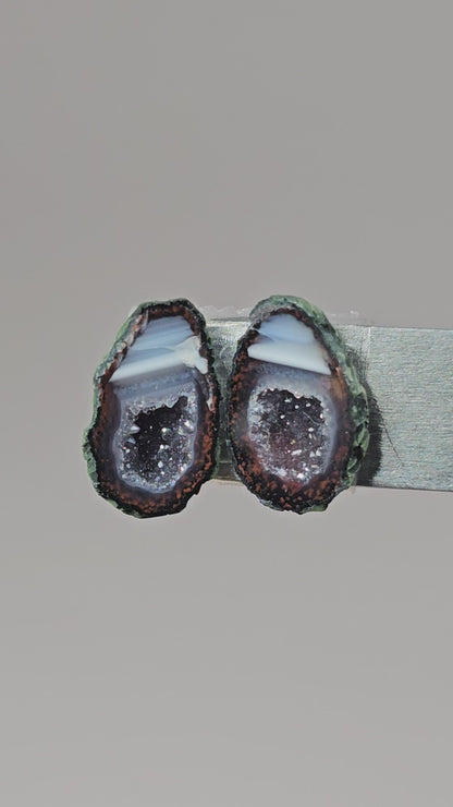 Tabasco Geode Cabochon Pair | Natural Mexican Geode