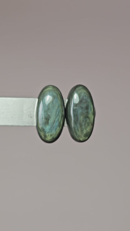 Velvet obsidian Cabochon Pair | Natural Mexican Obsidian for Silversmiths