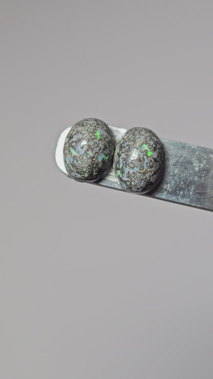 Rare Mexican Leopard Opal Cabochon Pair