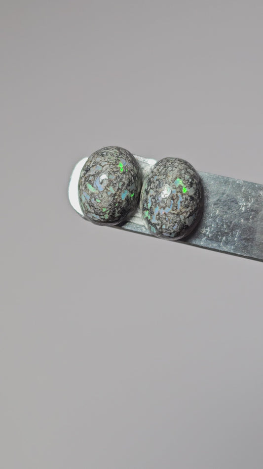 Rare Mexican Leopard Opal Cabochon Pair