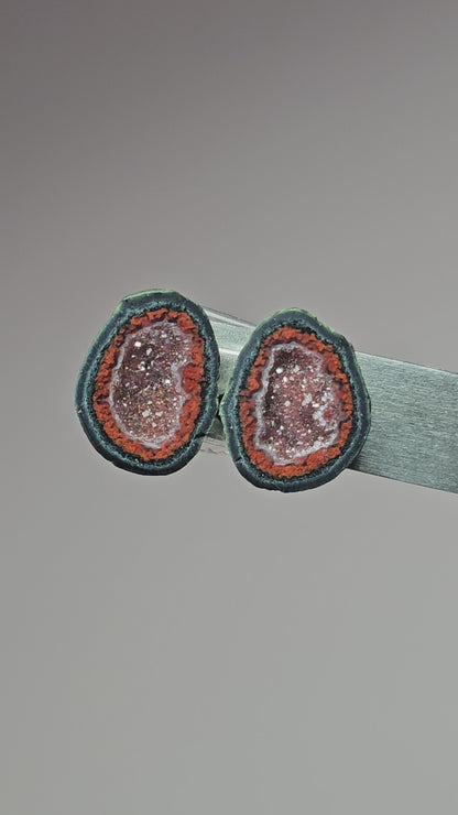 Tabasco Geode Cabochon Pair | Natural Mexican Geode