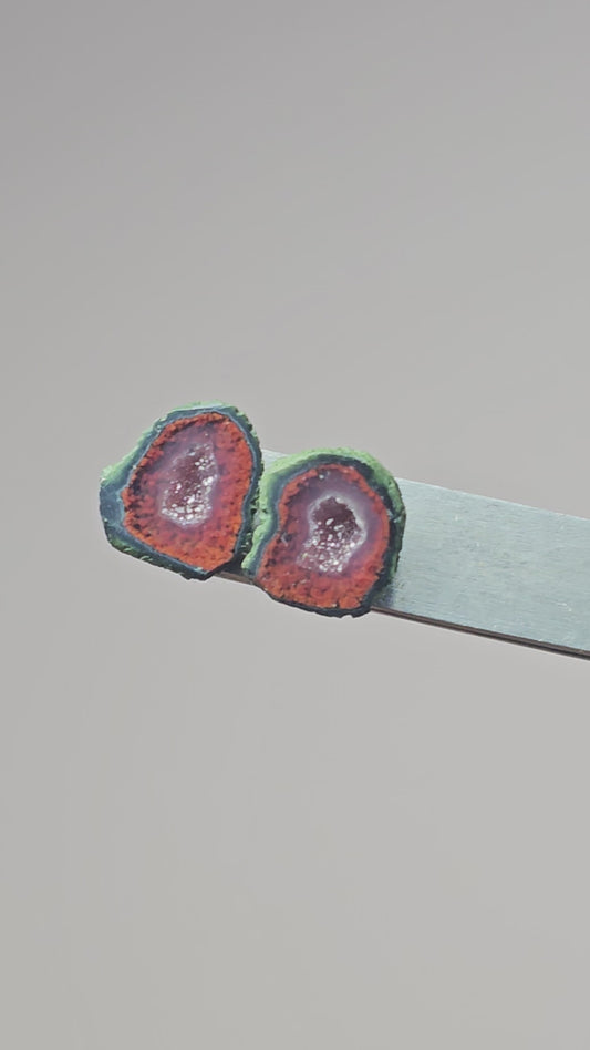 Tabasco Geode Cabochon Pair | Natural Mexican Geode