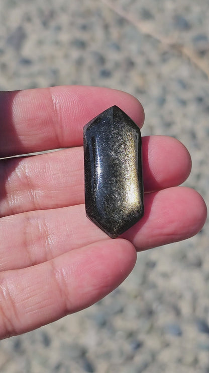 Gold Sheen Obsidian Long Diamond Cabochon | Natural Mexican Obsidian for Metalsmiths