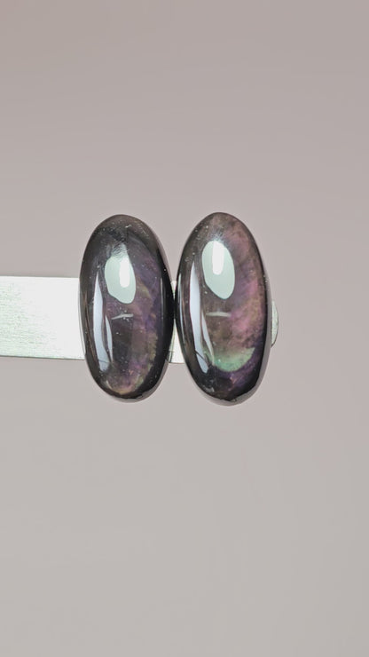 Velvet obsidian Cabochon Pair | Natural Mexican Obsidian for Silversmiths