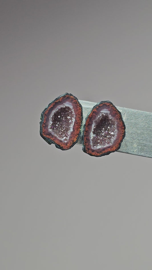 Tabasco Geode Cabochon Pair | Natural Mexican Geode