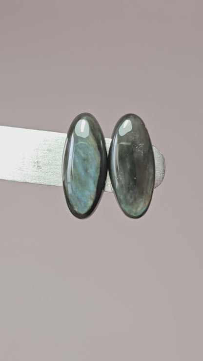 Velvet obsidian Cabochon Pair | Natural Mexican Obsidian for Silversmiths