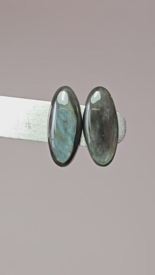 Velvet obsidian Cabochon Pair | Natural Mexican Obsidian for Silversmiths
