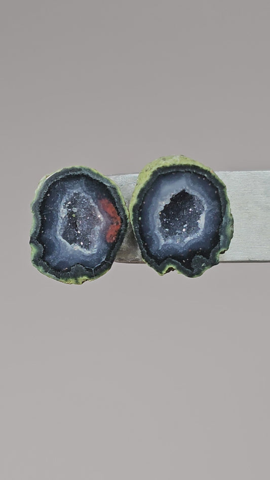Tabasco Geode Cabochon Pair | Natural Mexican Geode