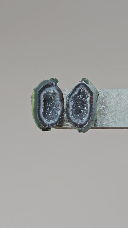 Tabasco Geode Cabochon Pair | Natural Mexican Geode