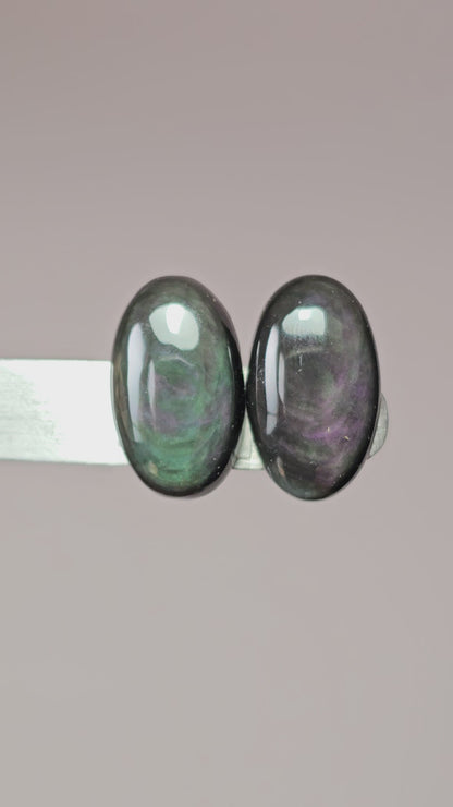 Velvet obsidian Cabochon Pair | Natural Mexican Obsidian for Silversmiths