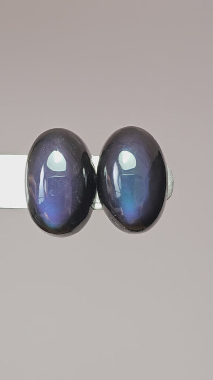 Rainbow obsidian Cabochon Pair | Natural Mexican Obsidian for Silversmiths