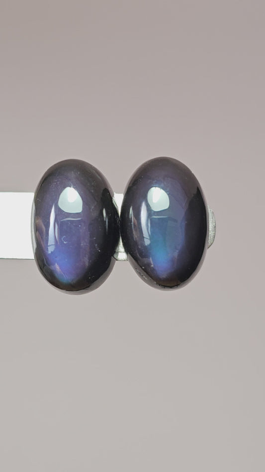 Rainbow obsidian Cabochon Pair | Natural Mexican Obsidian for Silversmiths