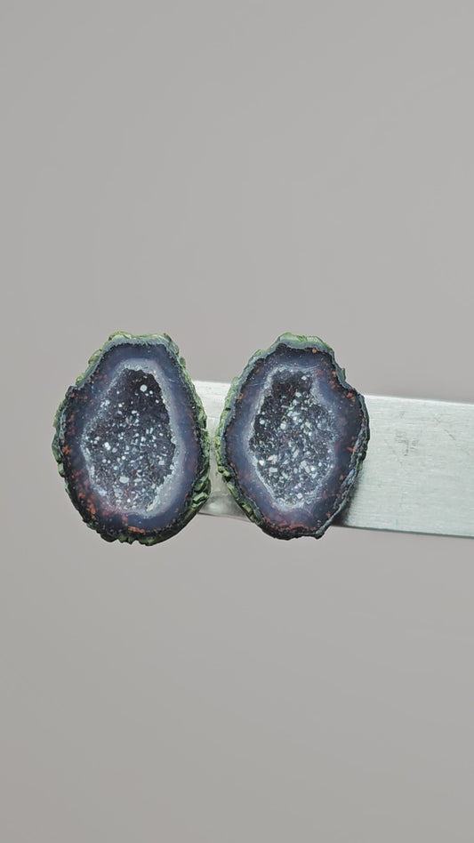 Tabasco Geode Cabochon Pair | Natural Mexican Geode