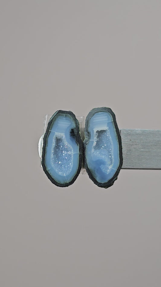 Tabasco Geode Cabochon Pair | Natural Mexican Geode