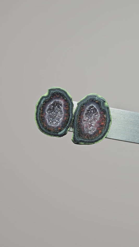 Tabasco Geode Cabochon Pair | Natural Mexican Geode