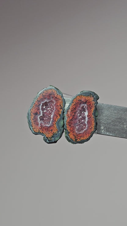 Tabasco Geode Cabochon Pair | Natural Mexican Geode