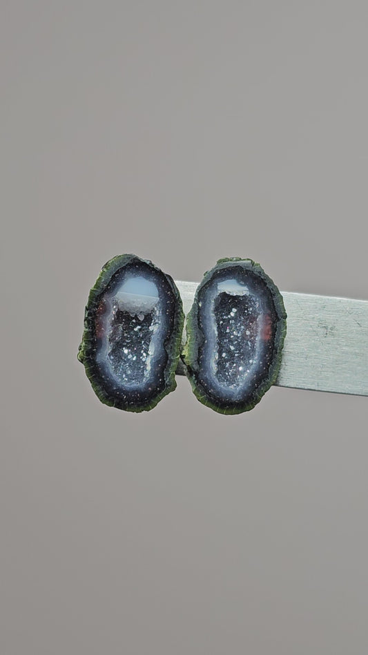 Tabasco Geode Cabochon Pair | Natural Mexican Geode