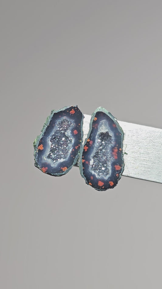 Tabasco Geode Cabochon Pair | Natural Mexican Geode