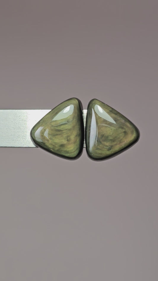 Velvet obsidian Cabochon Pair | Natural Mexican Obsidian for Silversmiths