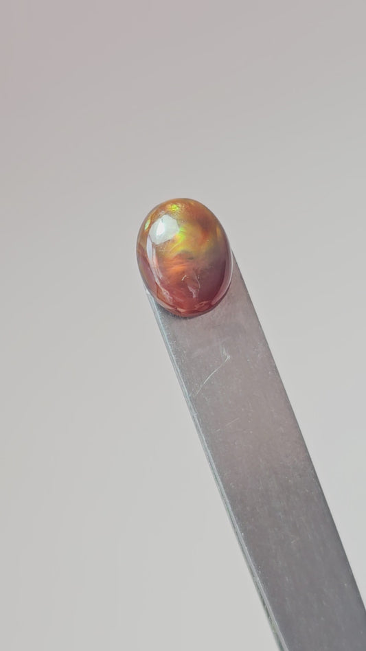 Mexican Fire Agate Cabochon – Natural Iridescent Gemstone