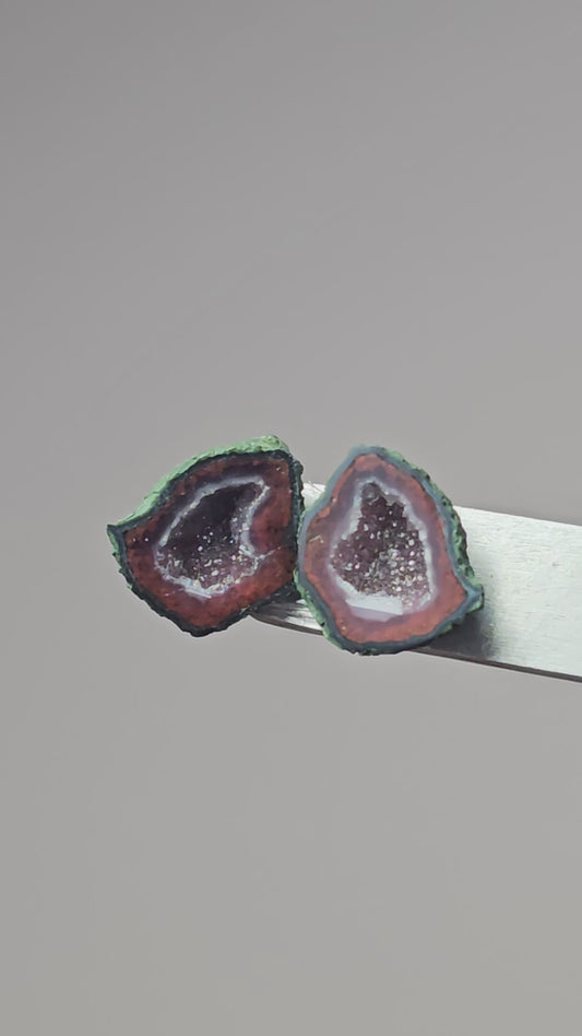 Tabasco Geode Cabochon Pair | Natural Mexican Geode