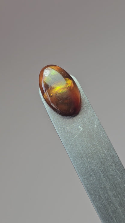 Mexican Fire Agate Cabochon – Natural Iridescent Gemstone