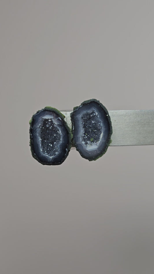 Tabasco Geode Cabochon Pair | Natural Mexican Geode