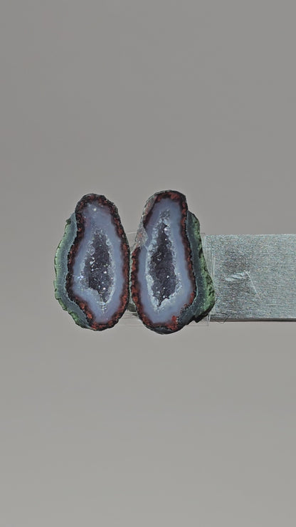 Tabasco Geode Cabochon Pair | Natural Mexican Geode
