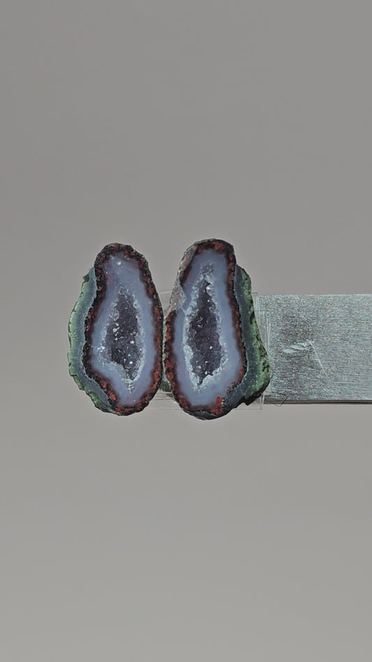 Tabasco Geode Cabochon Pair | Natural Mexican Geode