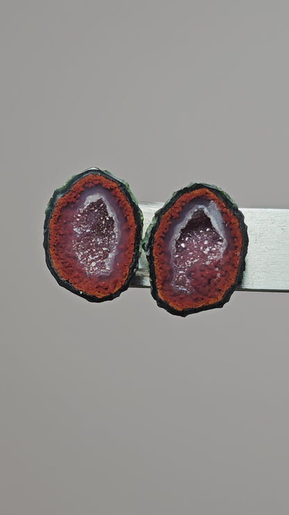 Tabasco Geode Cabochon Pair | Natural Mexican Geode